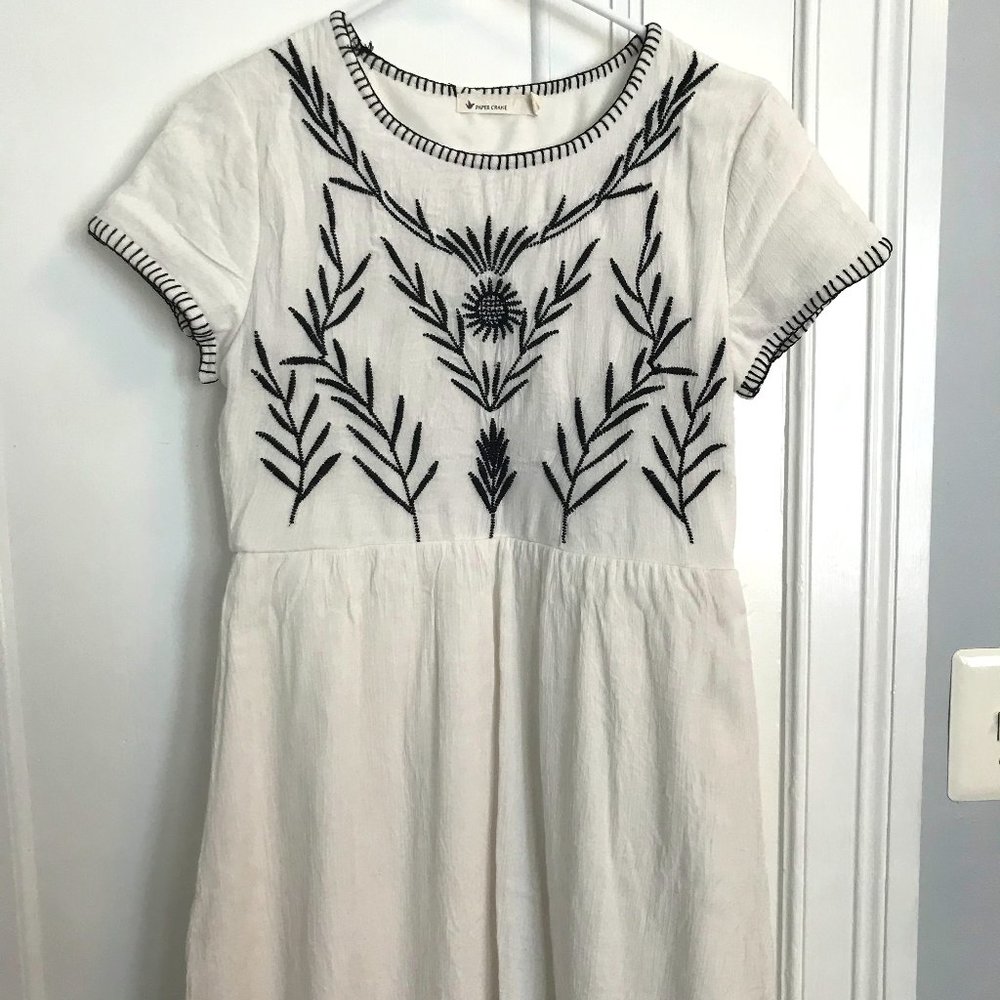 Paper Crane Embroidered Mini Dress